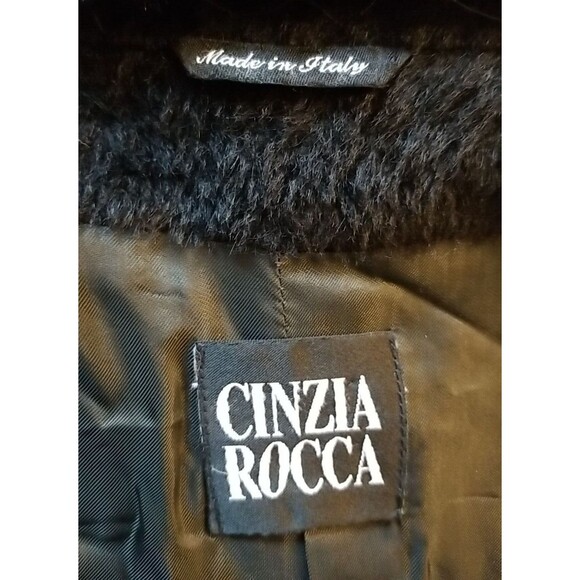 Cinzia Rocca Womens Baby Llama Wool Coat Mink Collar size 6 Bemberg Italy - Picture 7 of 13